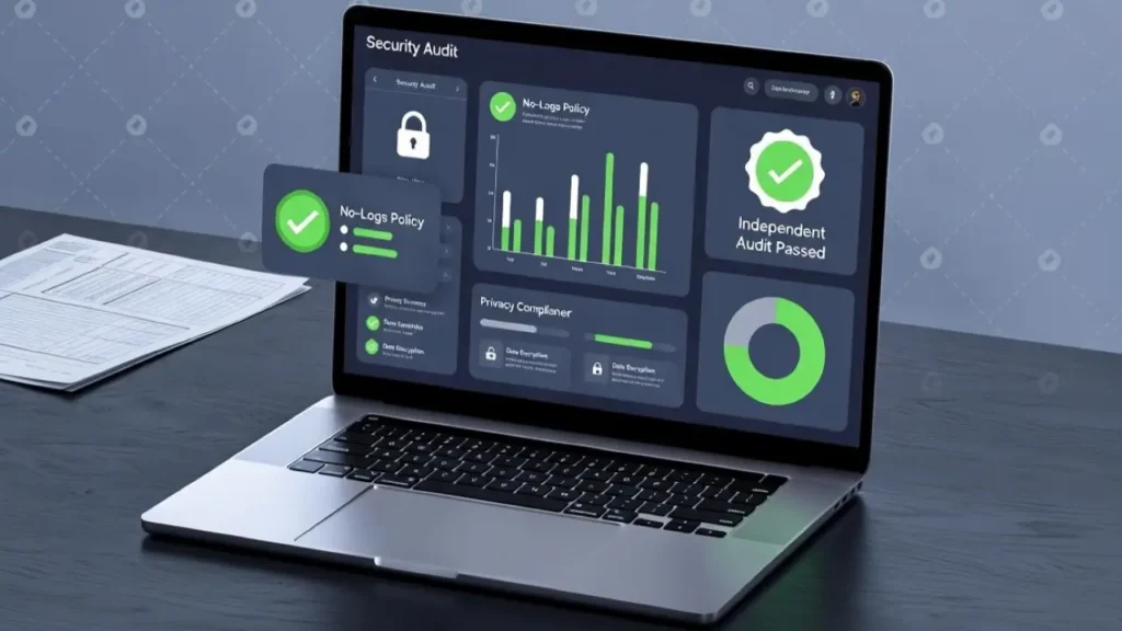 Independent VPN security audit report showing no-logs certification and privacy compliance